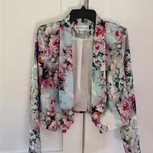 Paper Doll Floral Cropped Pastel Floral Blazer